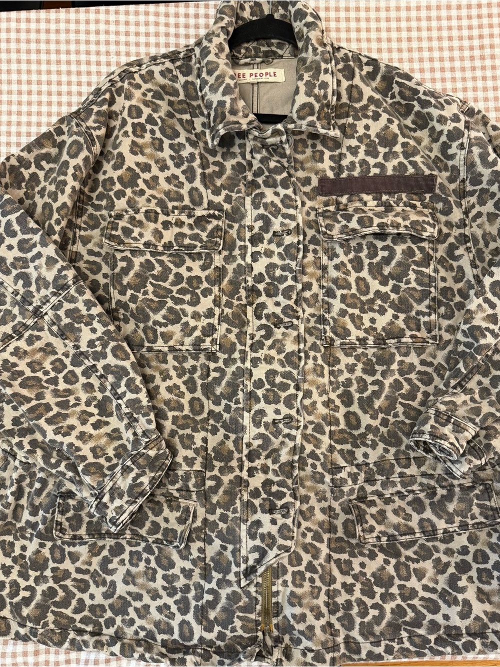 Free People women’s Leopard Print Field utility Jacket large